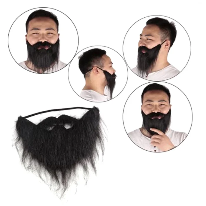 Black model artificial beard and mustache